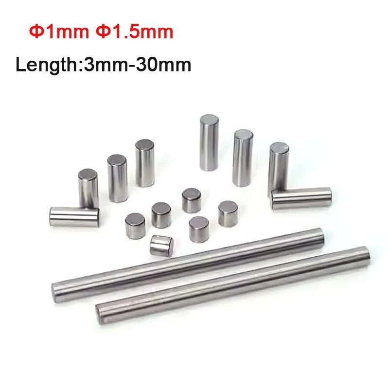 100pcs/lot Dia 1mm 1.5mm Bearing Steel Cylindrical Pin Locating Dowel Roller Pins Steel Fixed Shaft Solid Rod Length 3~30mm