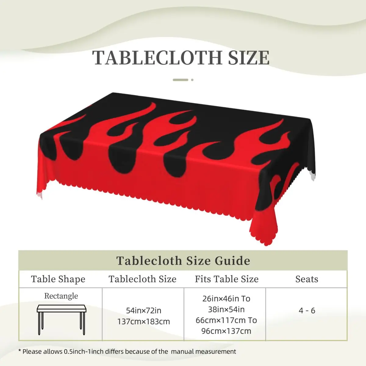 Big Fire Flames Burning Flame Tablecloth Restaurant Kitchen Rectangular Tablecloth Festival Decorations Tablecloth Table Cover