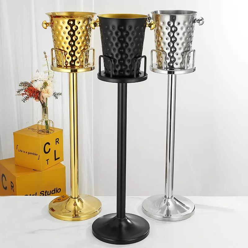 European stainless steel champagne bucket, luxury vertical ice bucket rack, household wine rack, diagonal crushed ice bucket