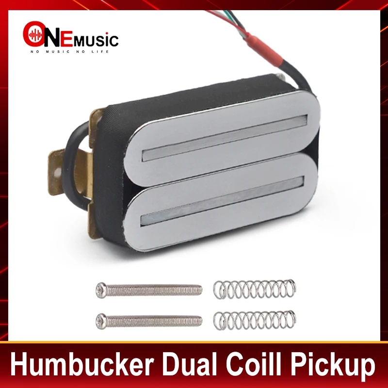 

Silver(Chrome Plated) Dual Steel Pole Humbucker Dual Coill Dual Rail Guitar Pickup with 57mm Steel Pole Chrome