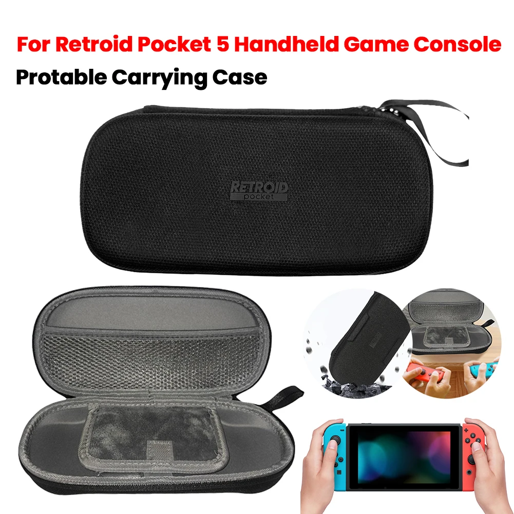 

Портативная дорожная сумка для хранения портативной игровой консоли Retroid Pocket 5, противоударная сумка на молнии с сетчатым карманом