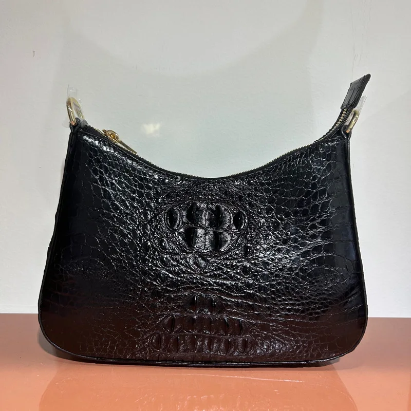 2025 New Crocodile Leather Skull Armpit Bag For Women's Casual Versatile Real Crocodile Back Bone Skin Shoulder Crossbody Bag 45