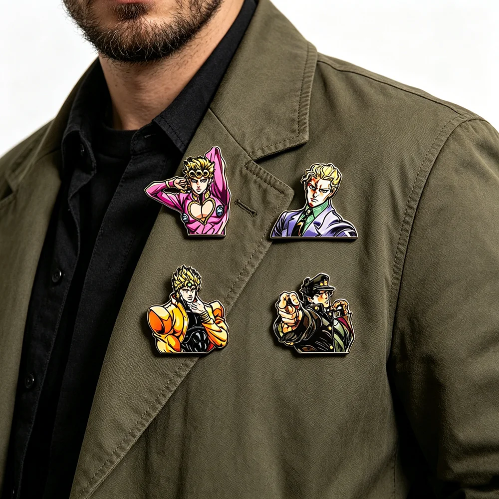 4er-Pack Kawaii Abenteuer Metall-Emaille-Anstecknadeln Klassische Anime-Charakter-Broschen Japanische Manga-Themen-Kollektion Geschenk – Detail 6