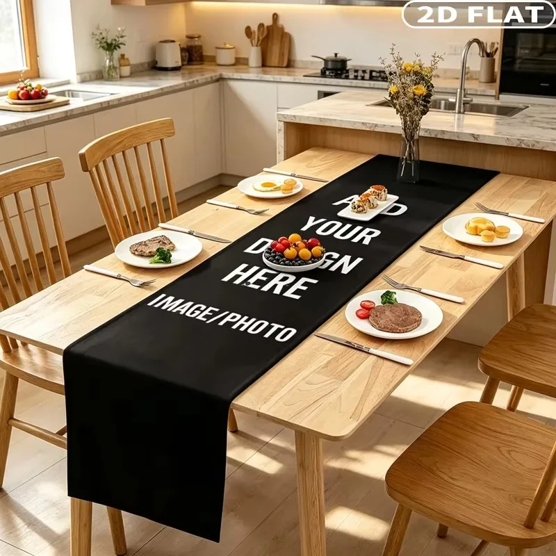 VIKAMA DIY Custom Photo Table Runner, Custom Your Design Logo Text Table Scarf for Home Dining Wedding Banquet Table Decor