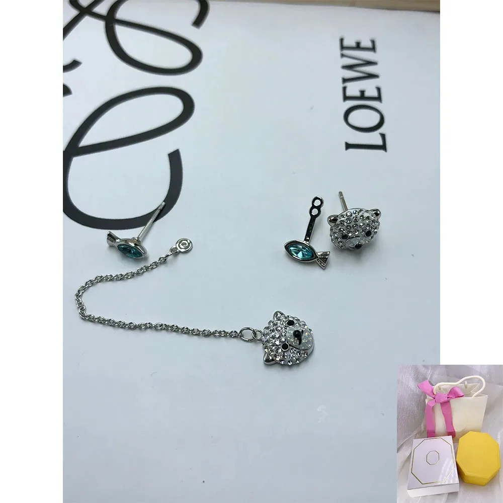 

New hot selling fashionable teddy bear blue fish earrings romantic holiday party gift