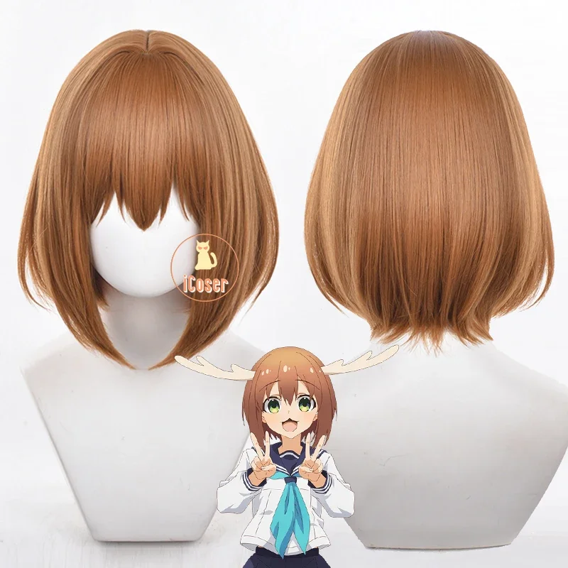 Noko Shikanoko Cosplay Wig Anime My Deer Friend Nokotan Orange Short Hair Halloween Party for Women Girls Role Play Props iCoser