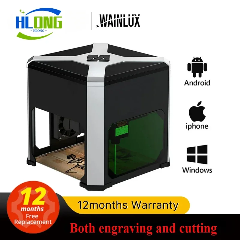 Hlongda Laser Engraver Wainlux K6 Laser Cutter Woodworking Machines Plastic 3000mw with Bluetooth Mini Engraving Machine