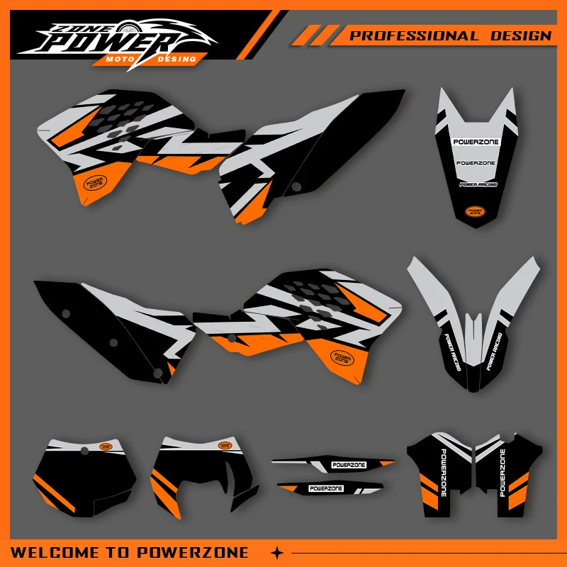 

POWERZONE Мотокросс для KTM SXF 2007 2008 2009 2010 EXC 2008 2009 2010 2011, графическая фоновая наклейка, наборы наклеек по индивидуальному заказу 08
