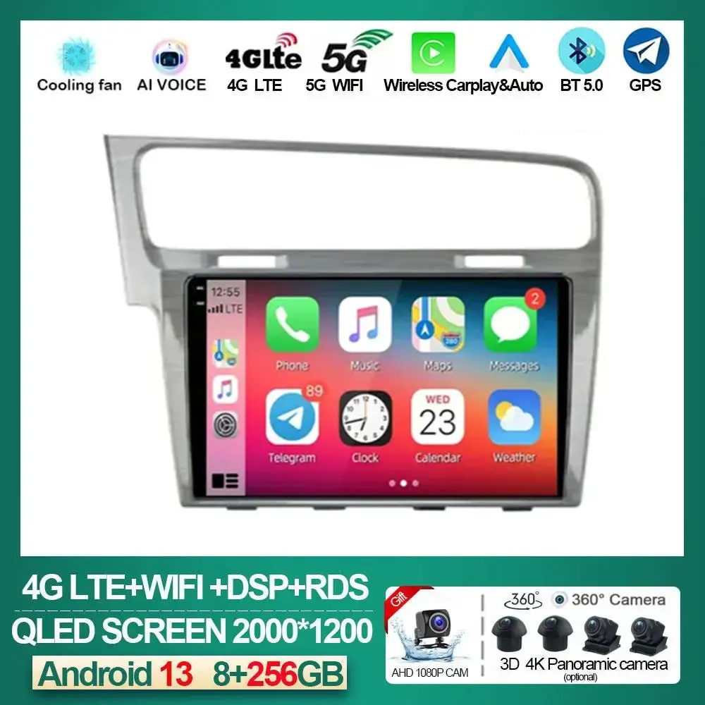 

2Din Android 13 Car Radio for VW Volkswagen Golf 7 2013-2017 Multimedia Wireless Carplay Auto Head Unit Stereo Navigation