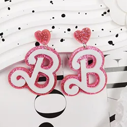 1pair Pink Acrylic Earrings B