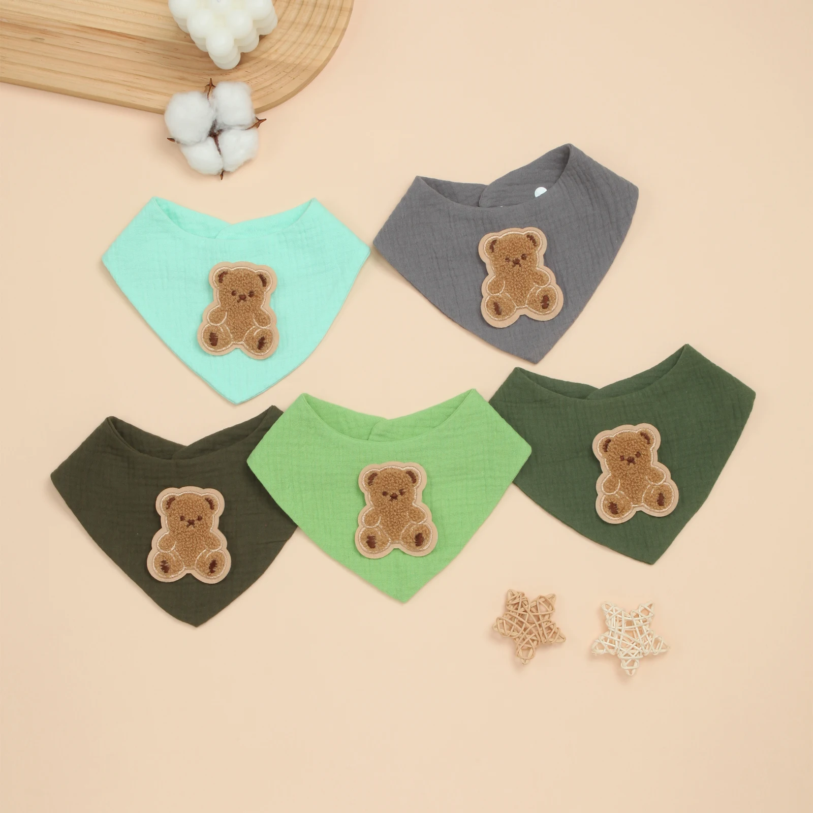 

5 Pack Adjustable Baby Bibs for Newborns to Toddlers, Soft and Absorbent Unisex Infant Bibs