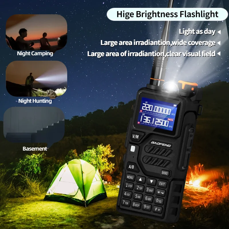 Baofeng-UV-K5 Plus Walkie Talkie, 10W High Capacity, AM, FM, UHF, VHF, Full Band, 999CH, Frequency Copy, NOAA Two Way Radio