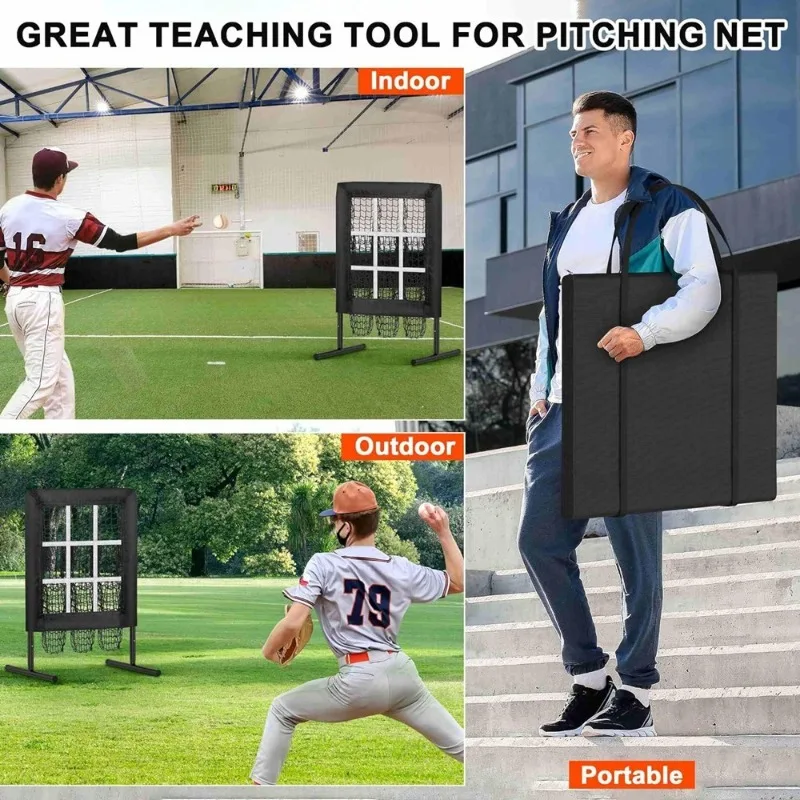 Small Jiugongge Baseball Net Portable, Baseball Pitching Practice Net Good Ball Area Throwing Net