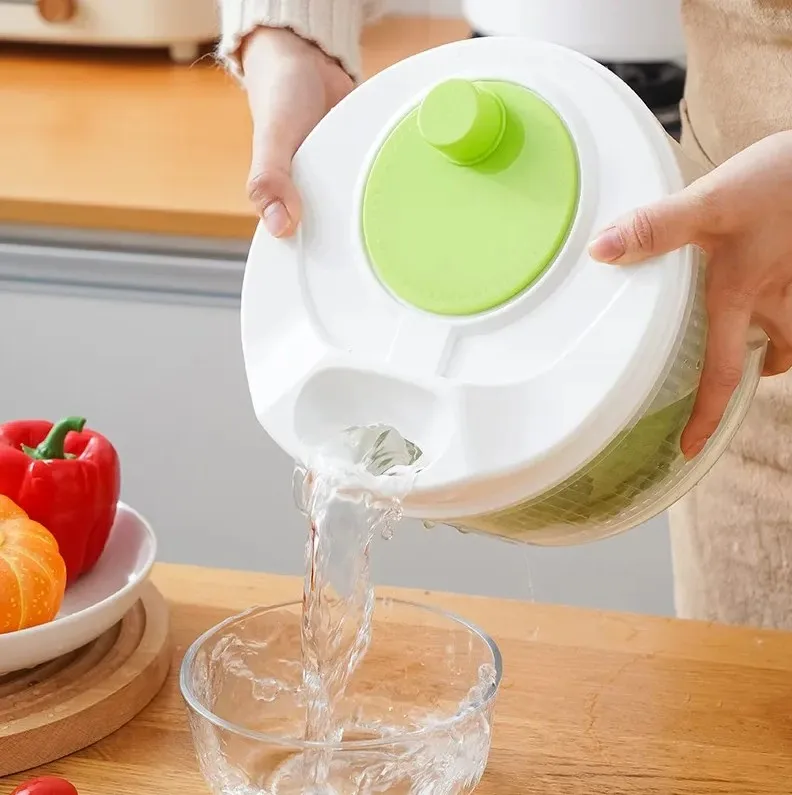 Salad Spinner Lettuce Dryer Manual Vegetable Drainer Crisper Strainer for Washing Quick Drying Multifunctional Kitchen Tools