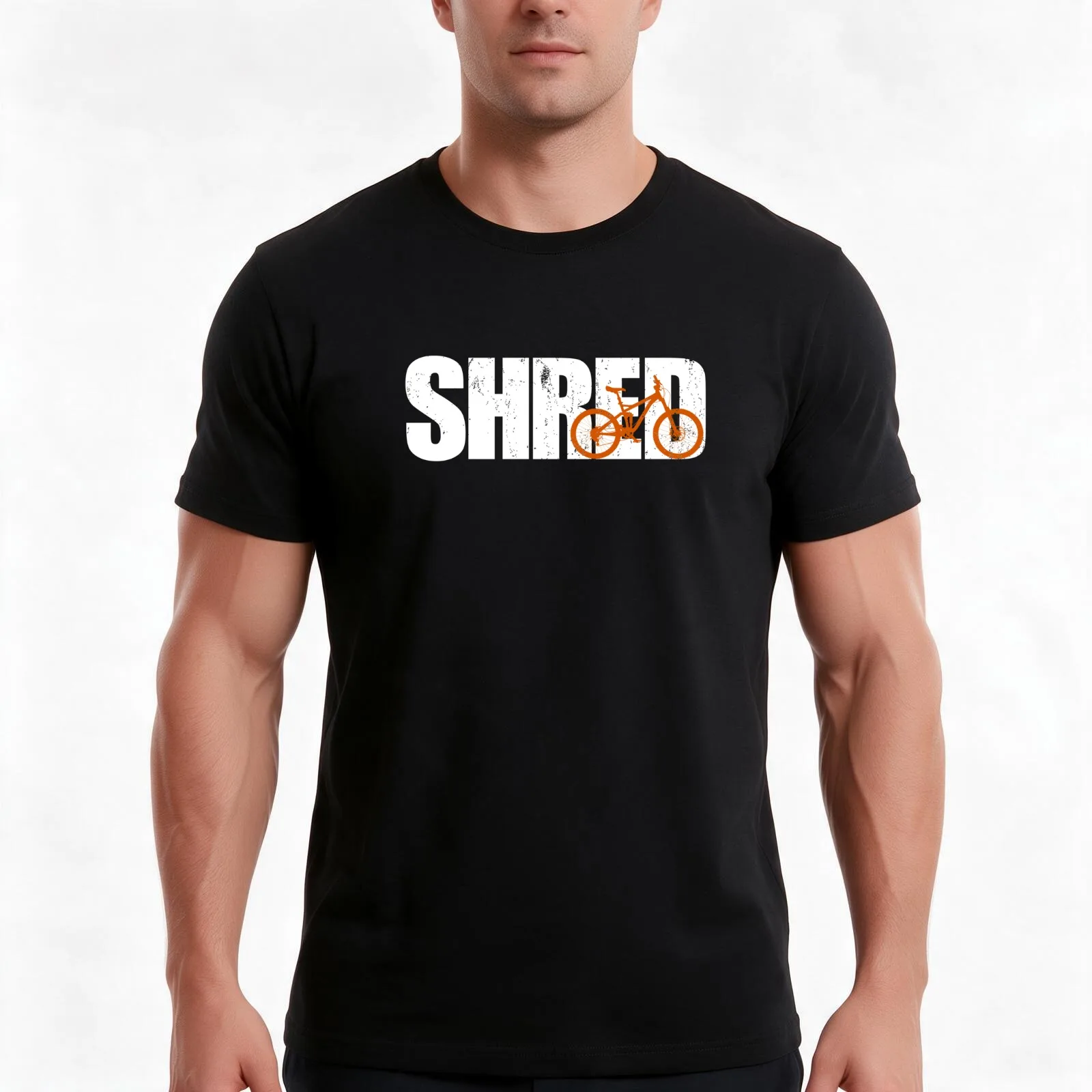 Shred it. Downhill mountain bike T-Shirt, Summer Casual Cotton Tee, Oversized Streetwear Tops, Vintage Graphic Print