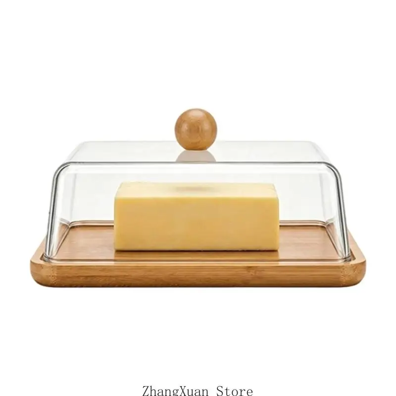 Meal Service Butter Dish with View Lid and Tray for Refrigerator Storage, Household Use, and Bread Spreads 3XUF