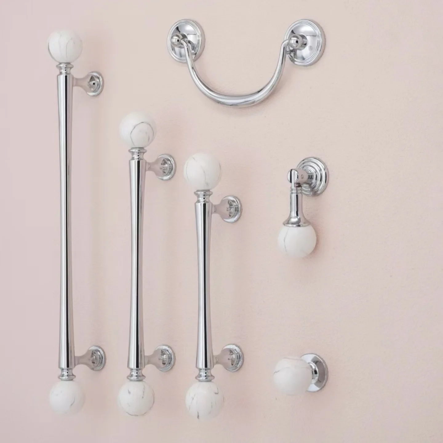 French polished silver cabinet handle antique-style marble-patterned wardrobe door drawer new Chinese style pendant handles