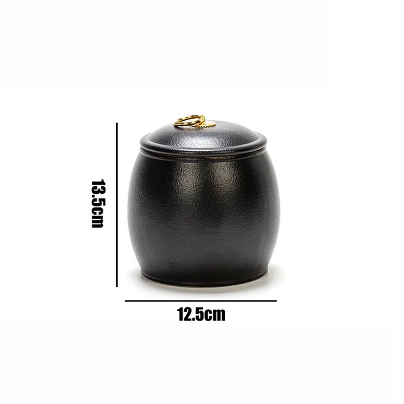 Creative Pure Black Ceramic Tea Cans Sealed Storage Box Coffee Candy Jar Storage Container Table Ornaments Gift Home Decoration