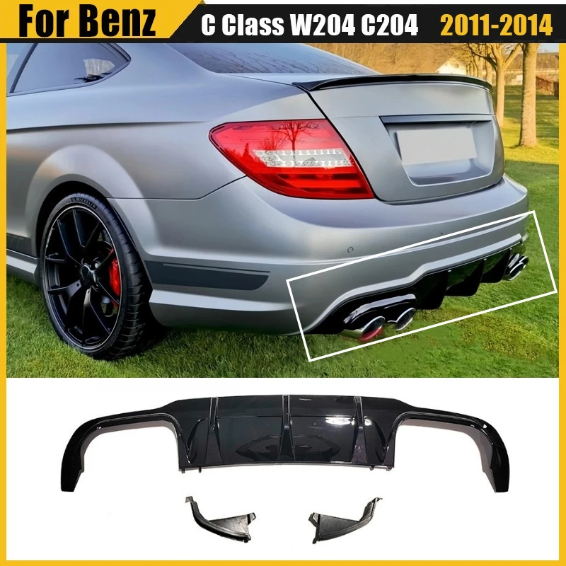 Car Rear Bumper Diffuser Splitter For Mercedes Benz C Class W204 C204 C250 C350 2011-2015 Facelift  Body Kit Auto Parts Tuning