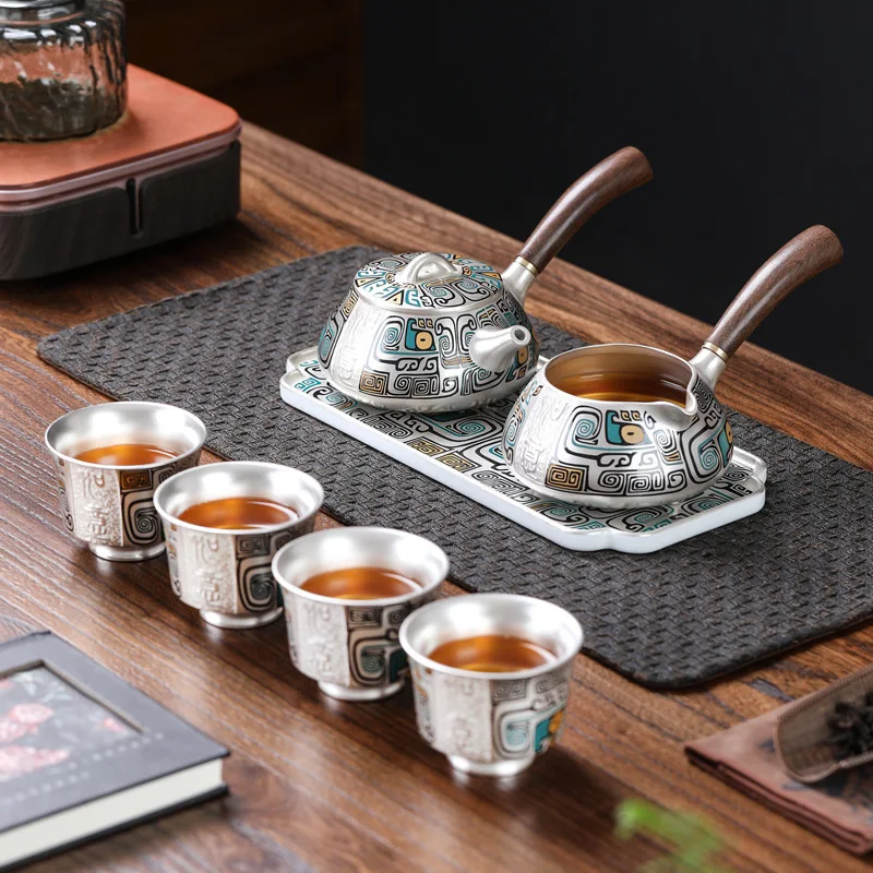 

Новый серебряный чайный набор 2026 года: японский чайник, чашка для чаепития, серебряный заварочный чайник с защитой от ожогов для здоровья