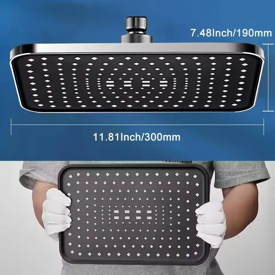 Neuer 30 cm großer Hochdruck-Regenduschkopf mit großem Durchfluss, großer Durchfluss-Booster-Regenduschkopf 360 °   Rotation wassersparend