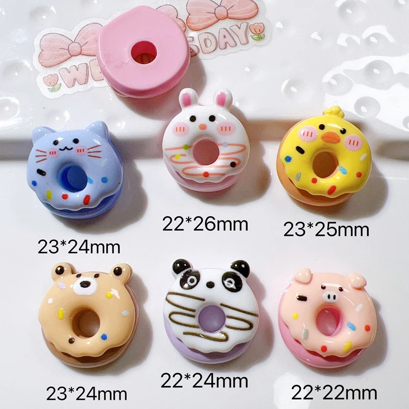 10 Pcs New Lovely Mini Cartoon Animal Donut Series Resin Scrapbook Diy Jewellery Hairpin Party Accessories Decorate