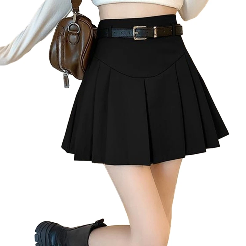 

Stylish Pleated Skirt Set with Detachable Belt Perfect for Office Date Party