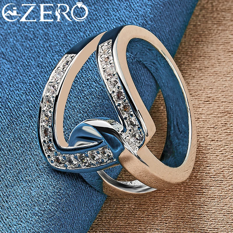 ALIZERO 925 Sterling Silver Geometry AAAAA Zircon Ring For Women Men Wedding Rings Engagement Band Fashion Party Jewelry Gifts