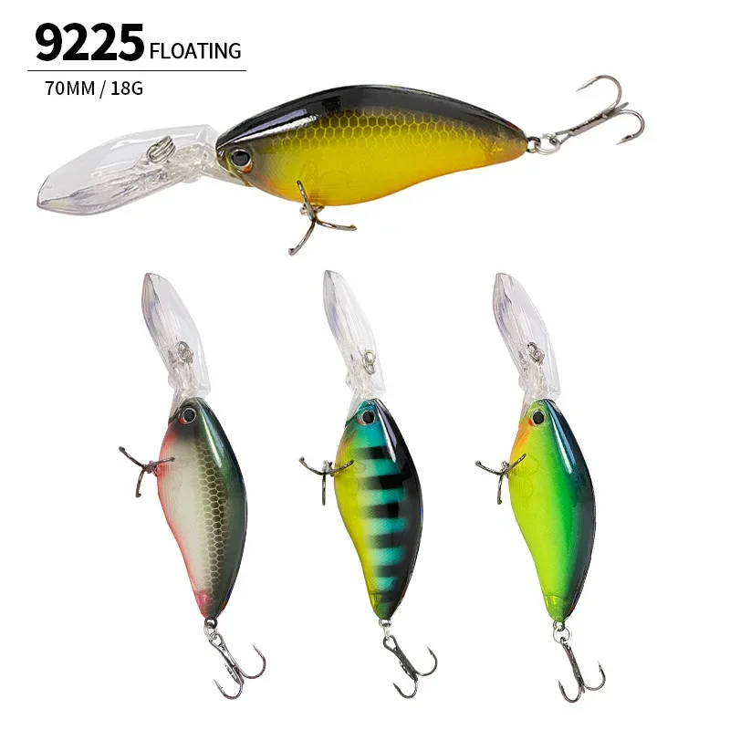 70mm 18g Deep Diving Crankbaits Fishing Lures Floating Wobbler for Sea Bass Pike Swimbait Artificial Hard Bait Pesca Equipment