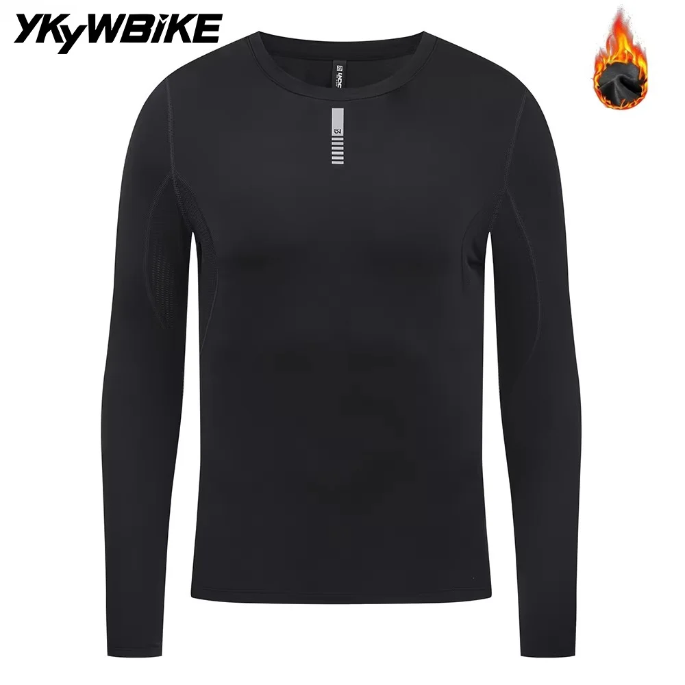 

YKYWBIKE мужские базовые слои для велоспорта, зимняя и осенняя велосипедная майка с длинными рукавами, термофлисовый базовый слой для шоссейного велосипеда