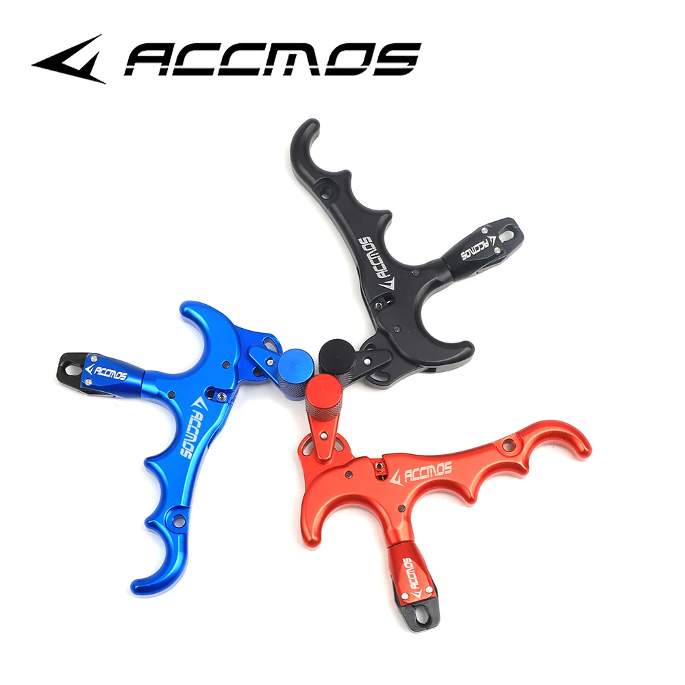 ACCMOS 4-Finger-Bogenschieß-Releasehilfe, verstellbarer Aluminium-Compound-Bogen-Releasehelfer für die Jagd, für Links- und Rechtshänder – Detail 1