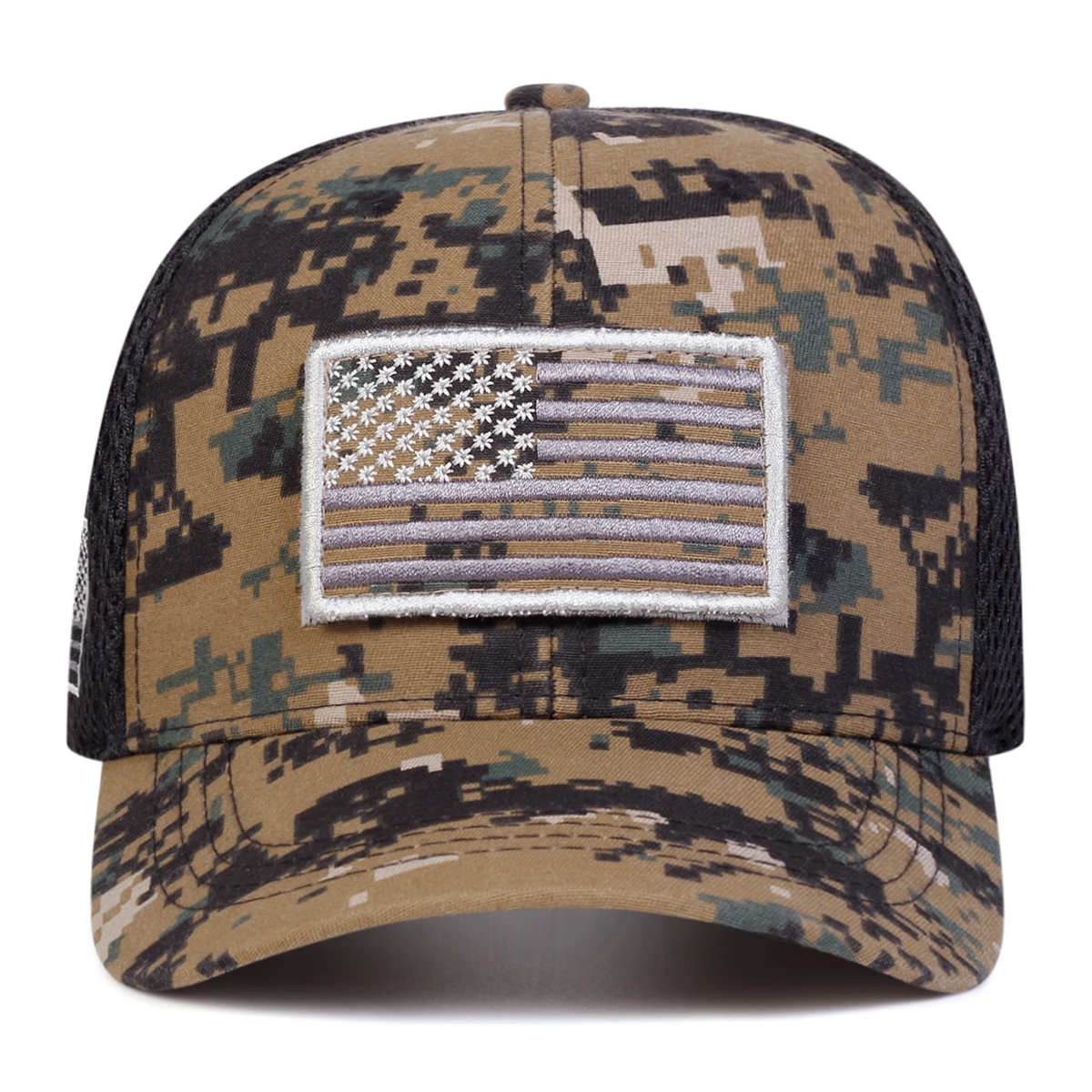 Unisex Amerikanische Flagge Stickerei Camouflage Baseball Net Caps Frühling Sommer Outdoor Einstellbare Casual Hüte Sonnenschutz Hut Kappe – Detail 6