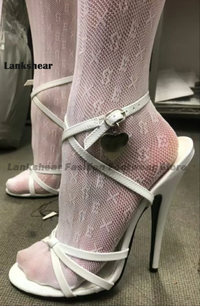 White Hollow Stiletto Sandals Women Ankle Strap High Heel Open-Toed Pumps Ladies Summer Sandalias Zapatos Mujer 2024 Tendencia