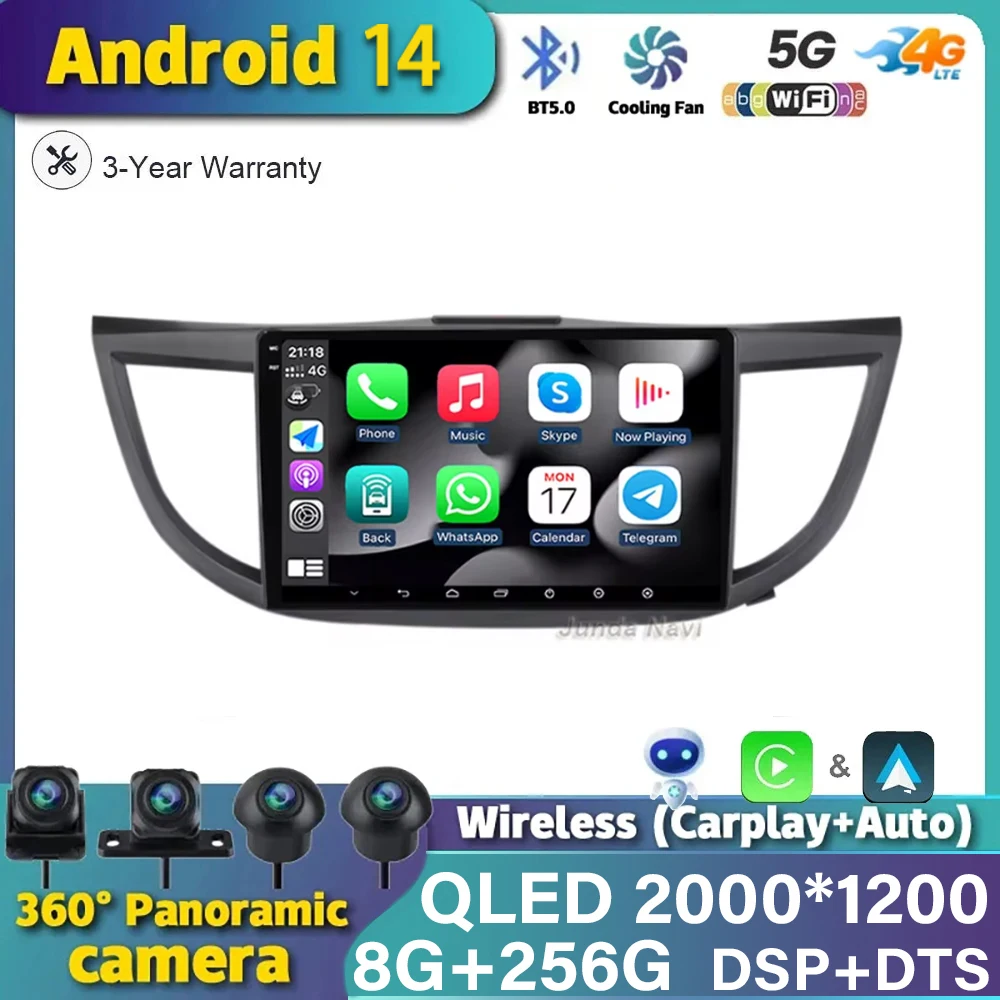 

Android 14 Car Radio For Honda CR-V CRV 4 RM RE 2011 - 2018 Multimedia Video Player Carplay Navigation GPS Head Unit Stereo QLED