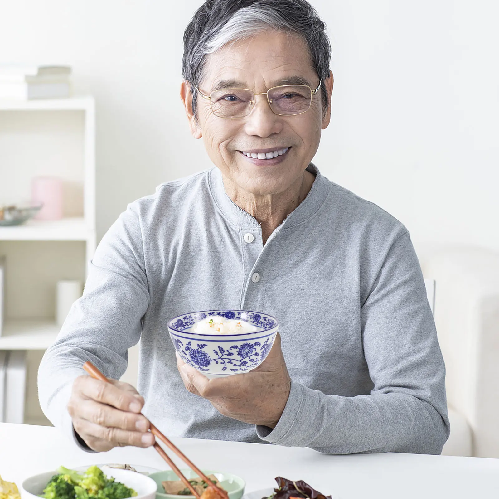 

Blue White Porcelain Ceramic Rice Soup Bowl 5 Inch Sturdy Burr-Free Multipurpose Home Salad Fruit Noodle Bowl Soup Bowls