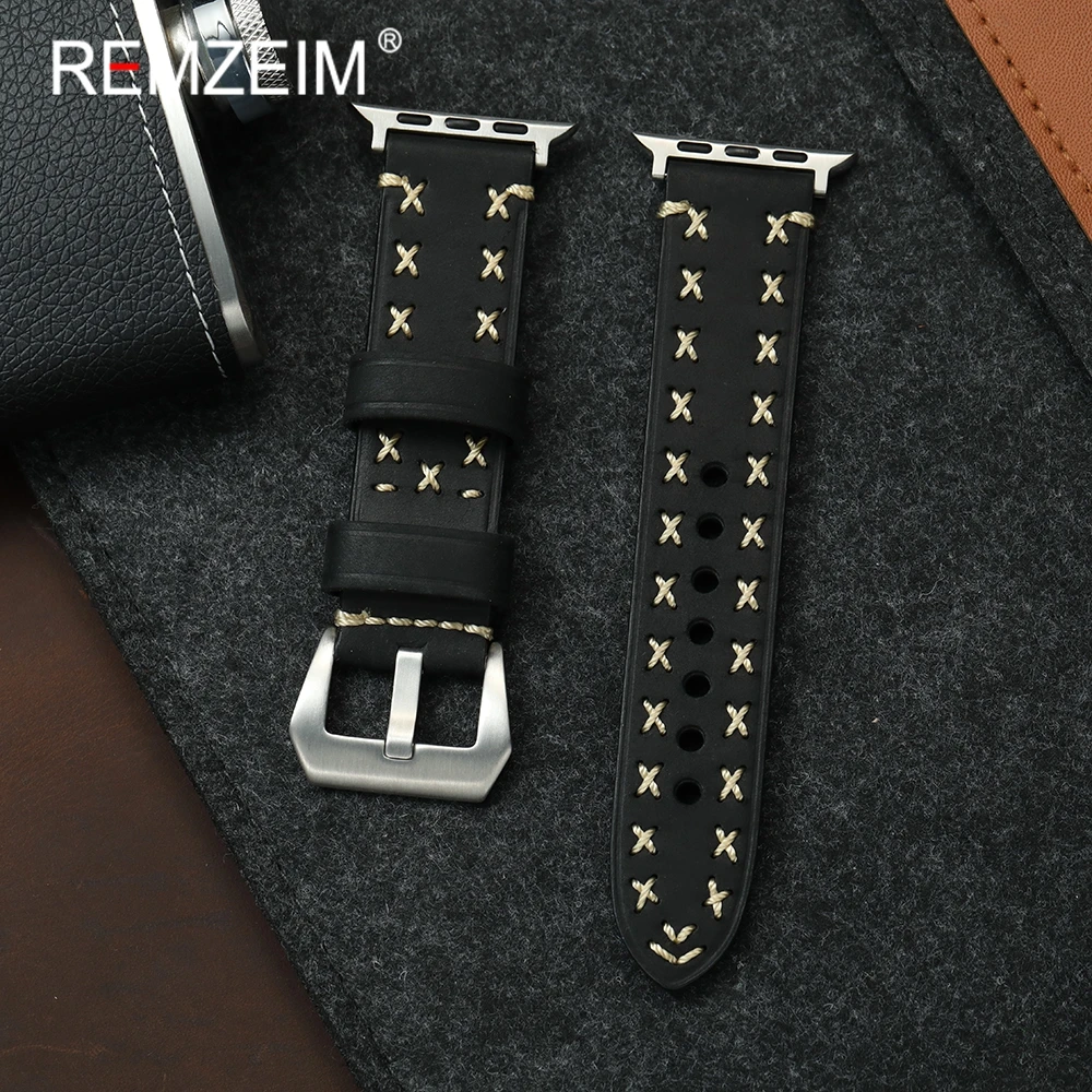 Ultradicke Crazy Horse-Lederarmbänder für Apple Watch 1–10, Ultra SE 2, Herren-Uhrenarmbänder für IWatch 38/40/41/42/44/45/46/49 mm