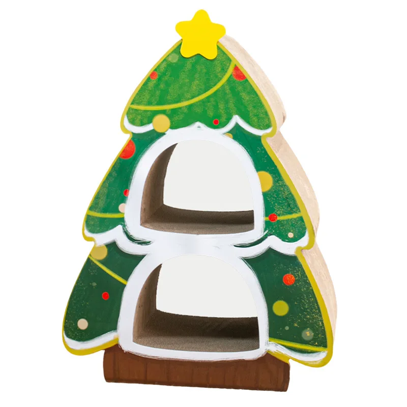 Christmas tree cat climbing frame cat scratching board, cat litter integrated double layer