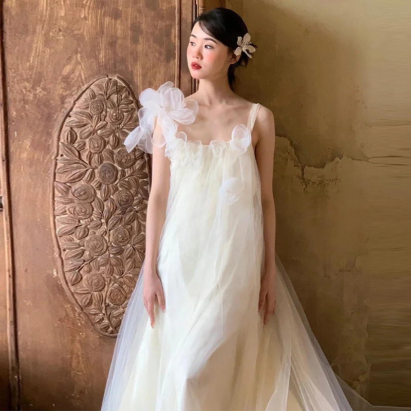 

Новое свадебное платье Sweet Morning Robe 2025 Fairy Forest Sle Light, с завышенной талией, из ацетатной ткани, для невесты