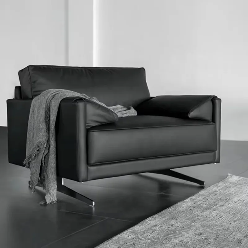 Modern Luxurious Comfortable Black Leather Office Reception Sofa for Office