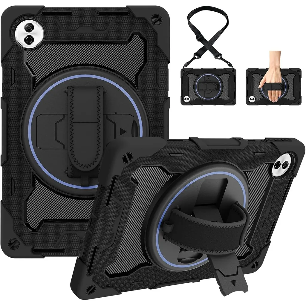 

For Honor Pad 10 12.1 inch 2025 Stand Hand Strap Case with Shoulder Strap, Heavy Duty Shockproof Case for Honor Pad 9 9 Pro V8