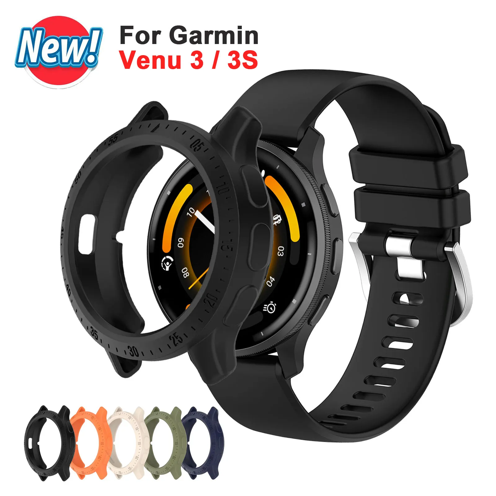 Silicone Case for Garmin Venu 3s / 3 Smartwatch All-around Protective Cover Bumper for Garmin Venu 3 / 3S Soft Shell Accessories