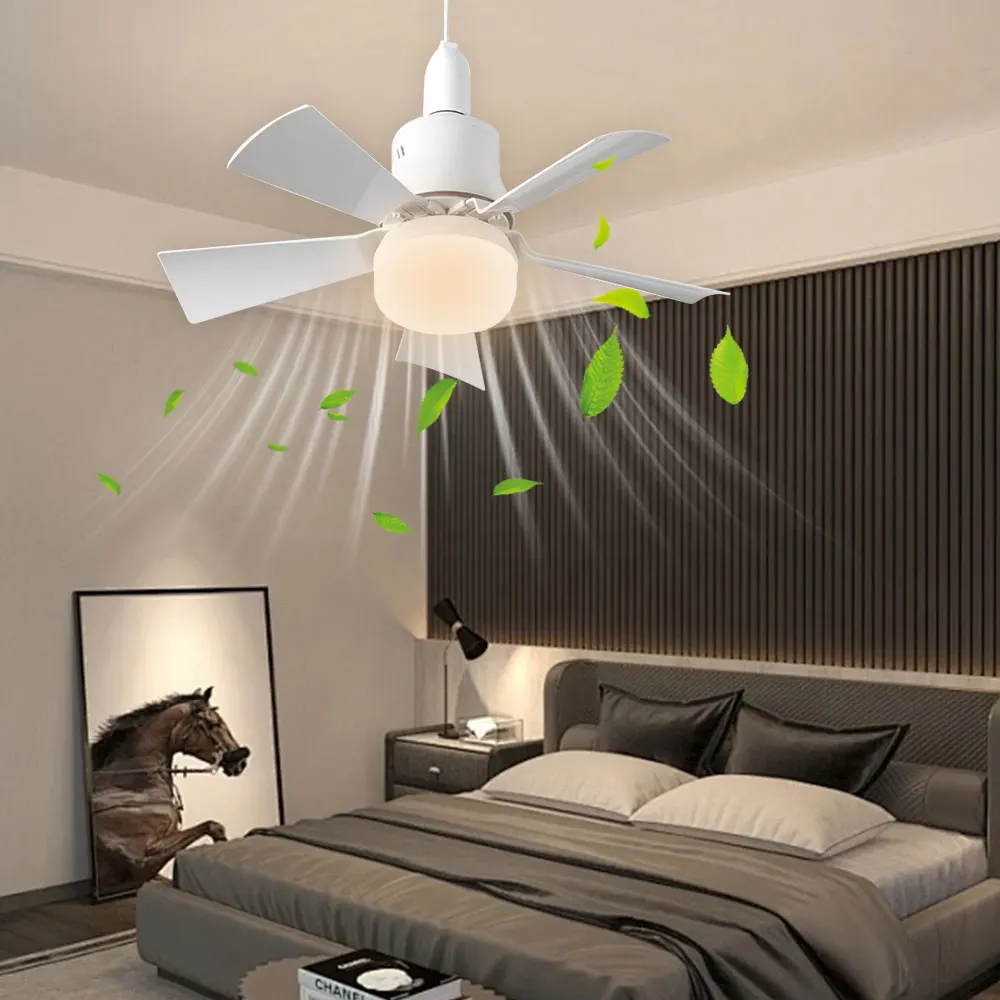 Imagem -06 - Inteligente Silenciosa Ventilador de Teto com Controle Remoto Ventilador de Luz Led Base E27 30w Fit para Quarto e Decoração Sala