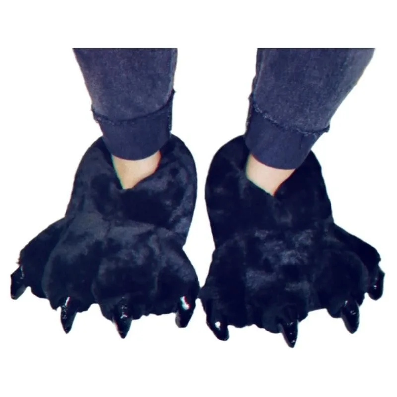 Cotton Slippers Cartoon Couple Bag and Thermal Shoes Men's and Women's Home Bear Paw Monster Shoes Couple Models