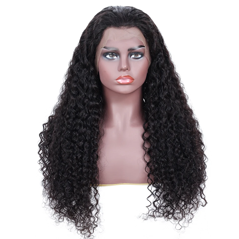 Peruca de cabelo humano encaracolado cor natural HD peruca frontal de renda transparente 13x4 densidade 180% para mulheres