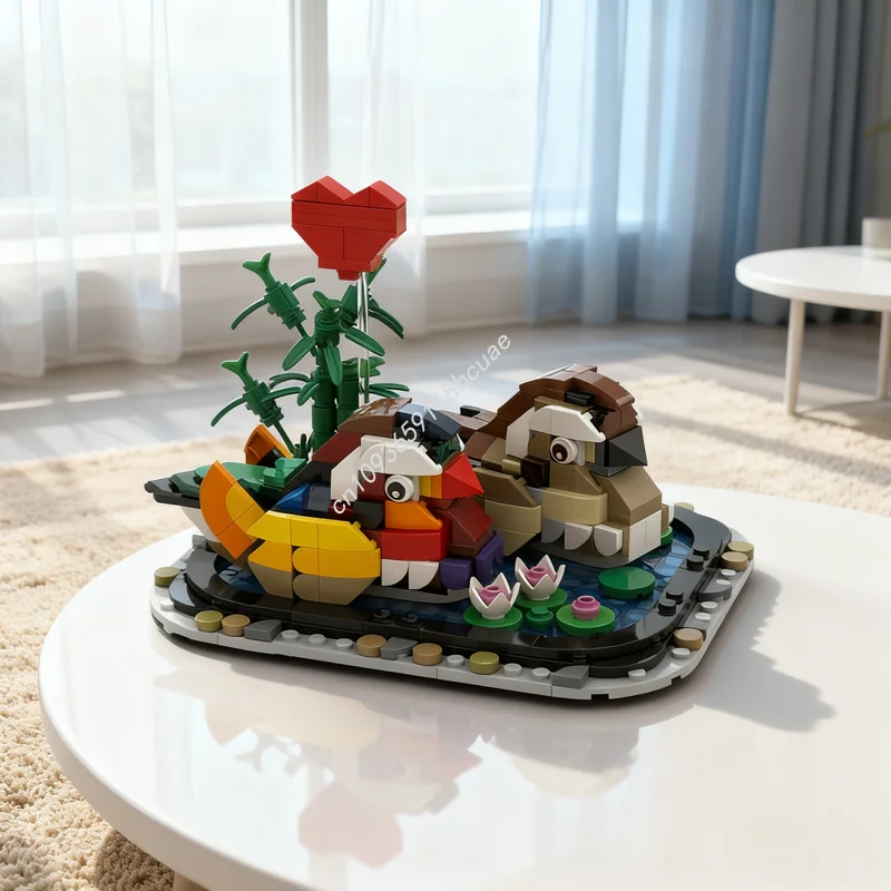 

528pcs MOC Yuanyang Valentine S Day Model Building Blocks Architecture Assemble DIY Toys Education Kids Christmas Gift Birthday