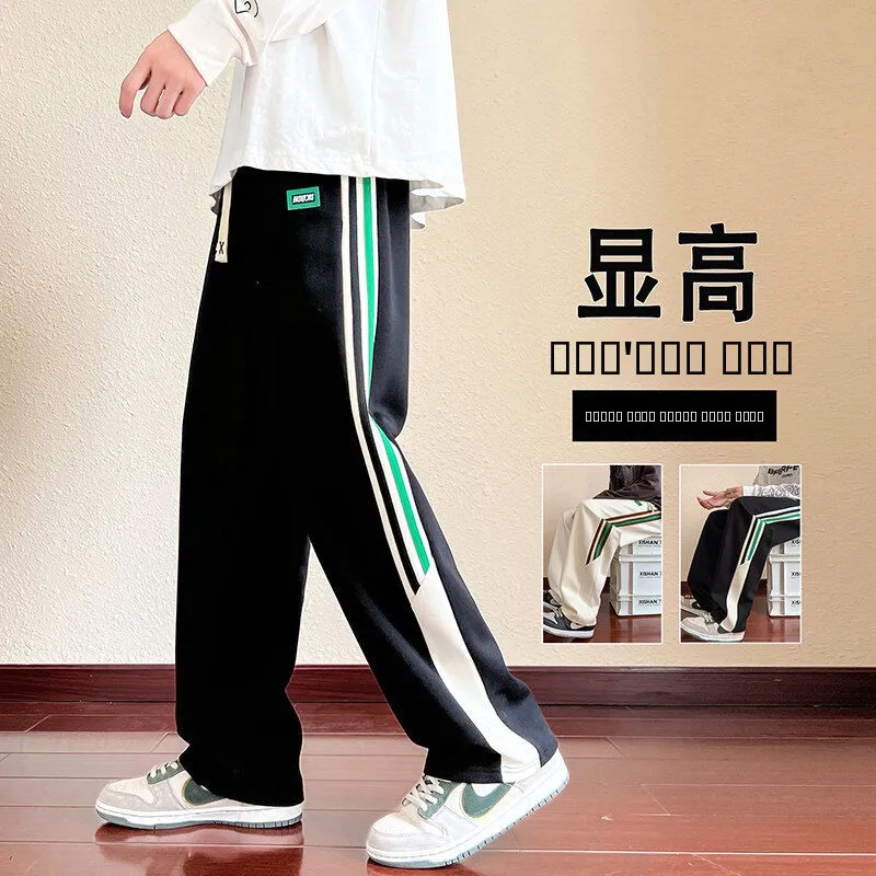 

Мужские повседневные свободные спортивные брюки в полоску, модные городские стильные брюки для весеннего сезона, длинные брюки для подростков и студентов университетов