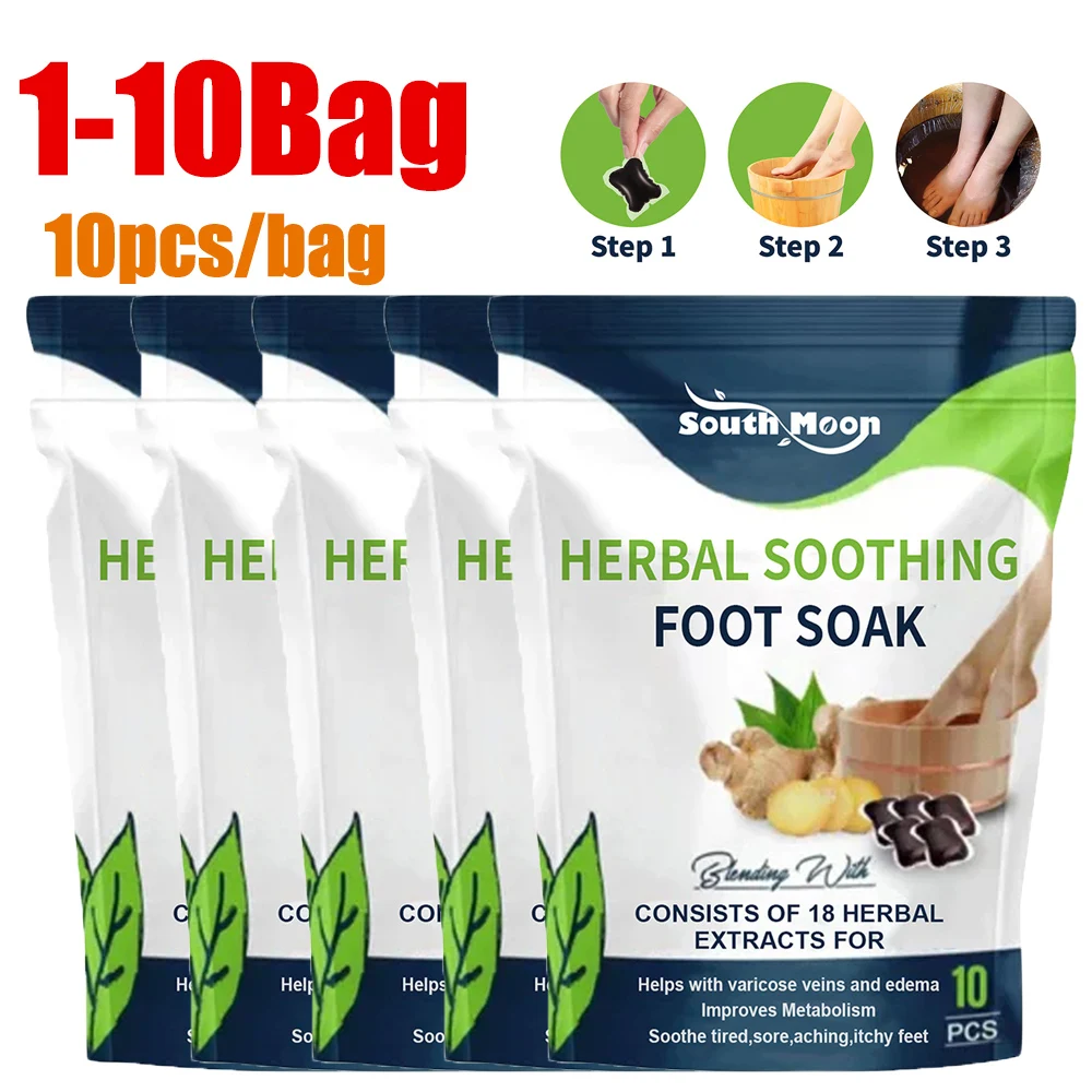 1-10bag Foot Bath Gel Natural Herbal Foot Soak Beads Dehumidification Detox Relieve Fatigue Repair Leg Veins for Shape Up Care