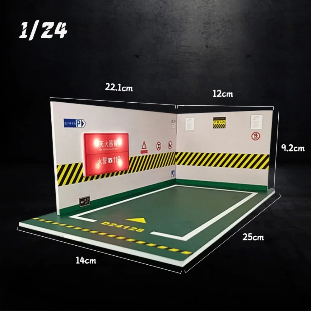 วัสดุพีวีซี1/32 1/24พร้อมโมเดลรถยนต์หล่อโลหะน้ำหนักเบาจำลองชิ้นส่วนของเล่นจำลองที่จอดรถใต้ดินแบบจำลองอาคาร