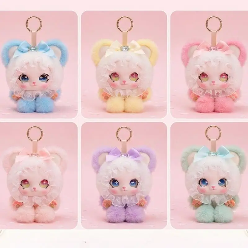 Cute Rabbit Ear Plush Doll Keychain Soft Vinyl Face Plush Pendant Kawaii Bag Charm Lolita Style Key Ring Backpack Hanging Ornam