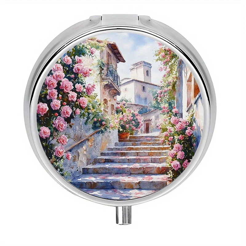 1 pill box with 3 compartments, exquisite house-shaped design, a metal mini pill box that can be placed in a purse or wallet, unique gift, portable pill storage box